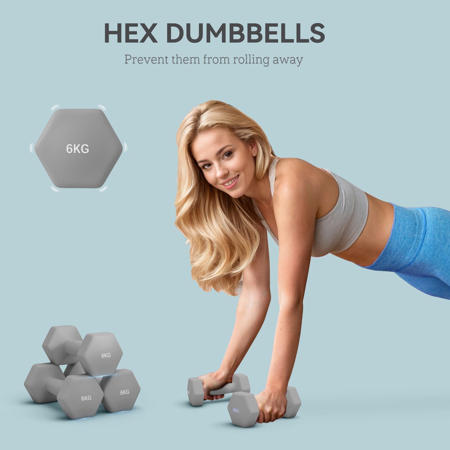 Dumbbells, Non-Roll Hexagonal Weights