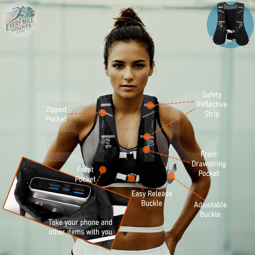 Hydration Running Vest Reflective Hydration Vest Breathable Hiking Vest Pack Lightweight Cycling Backpack for Outdoor Sports
