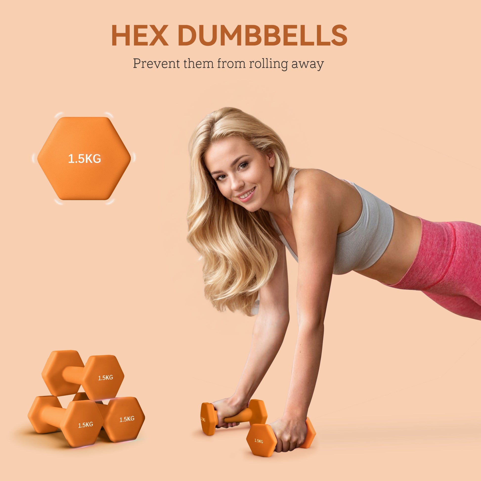 Dumbbells, Non-Roll Hexagonal Weights