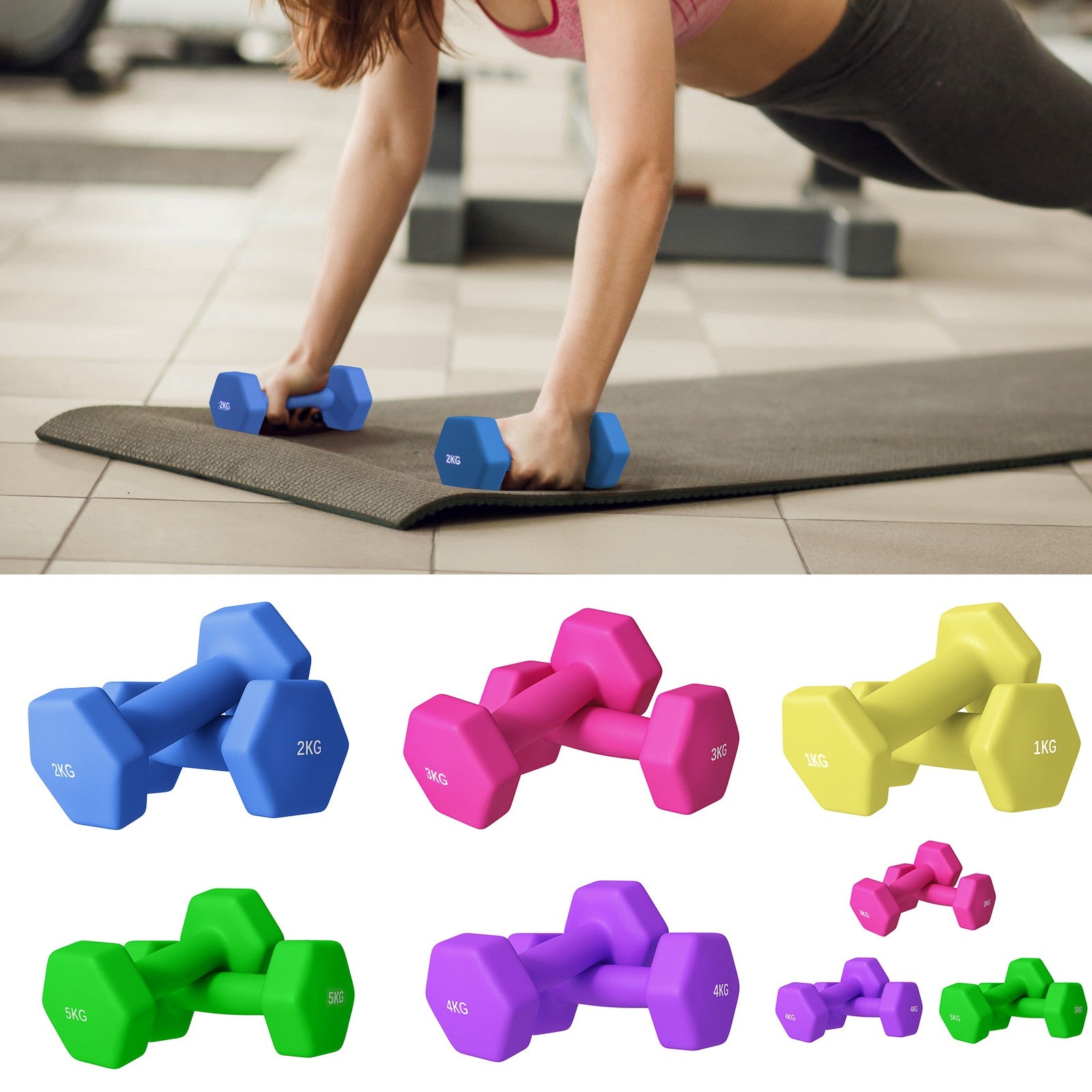 Dumbbells, Non-Roll Hexagonal Weights