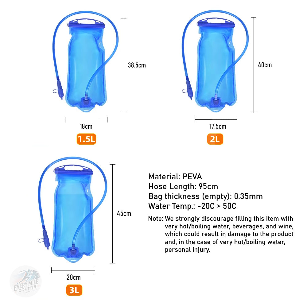 Water Bladder Water Reservoir Hydration Pack Storage Bag BPA Free - 1.5L, 2L, 3L Running Hydration Vest Backpack