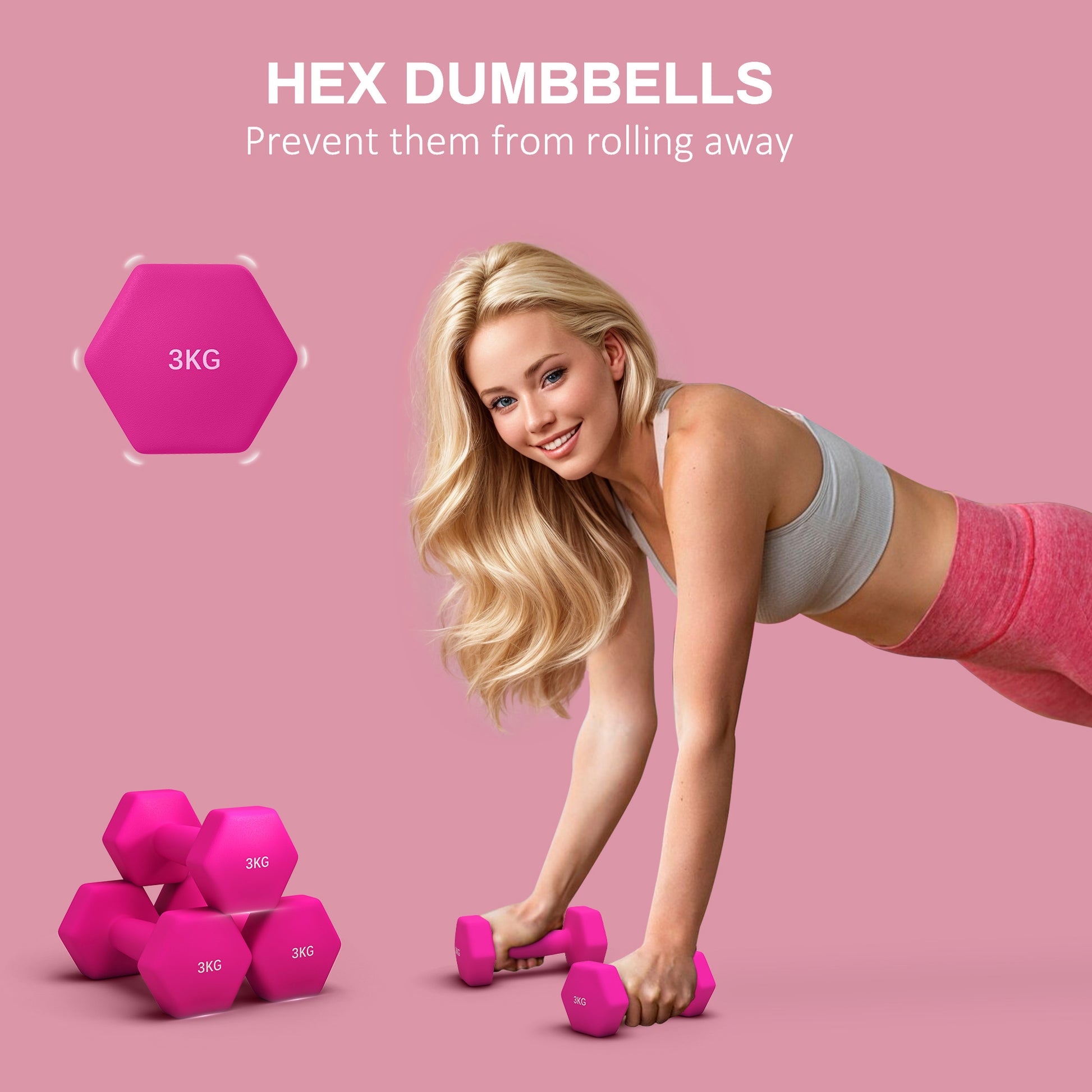 Dumbbells, Non-Roll Hexagonal Weights