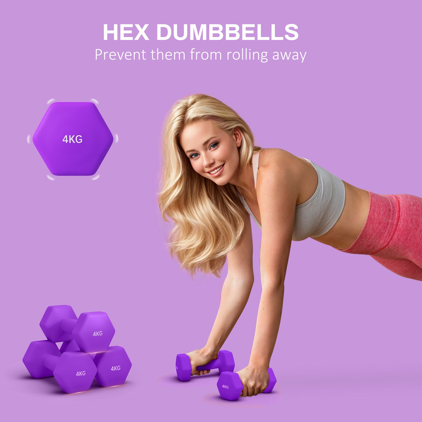 Dumbbells, Non-Roll Hexagonal Weights